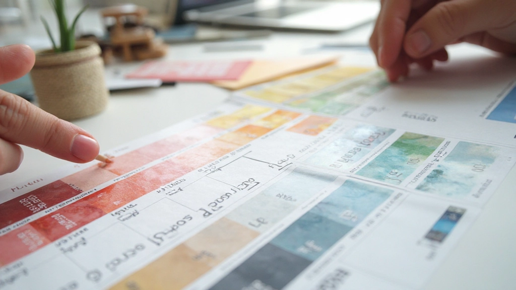 Paleta de cores e amostras de tipografia utilizadas em projetos de design web moderno, seleção de fontes profissionais, guia de cores harmônicas